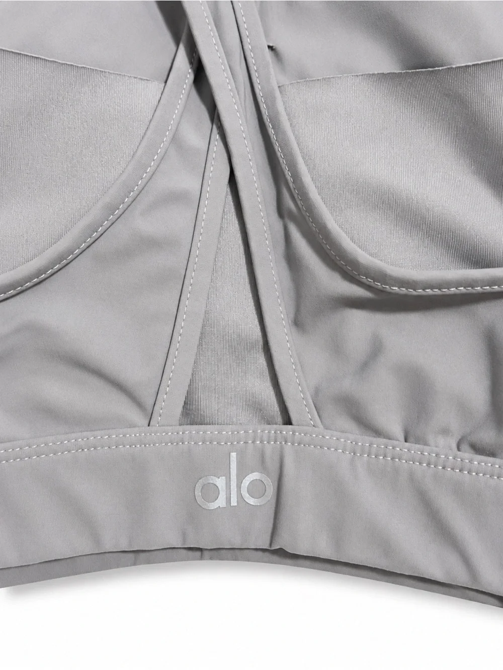 Alo Yoga Gray Laser Cut Sports Bra Activewear Top Size S